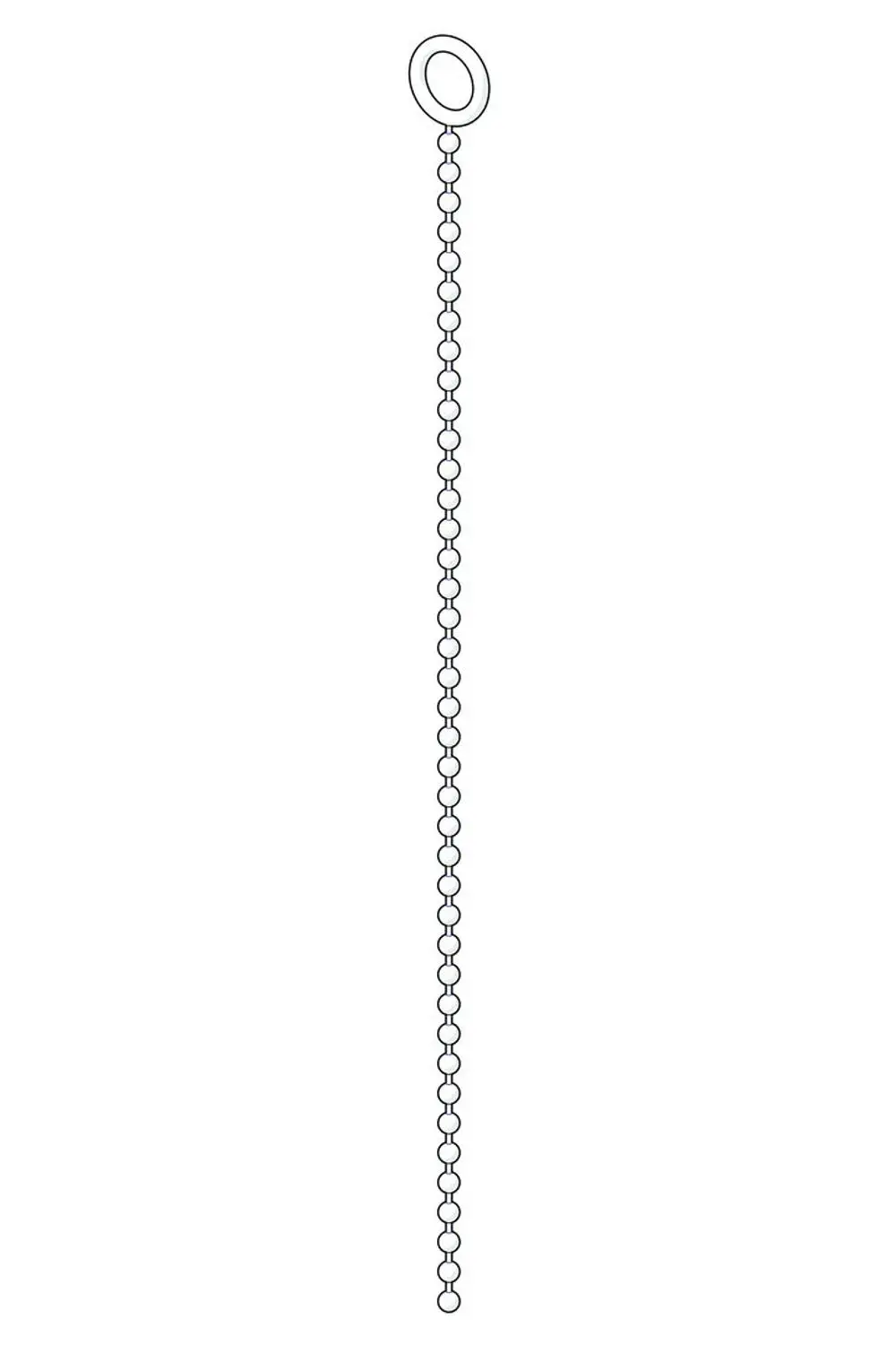 Eine einfache Kugelkette mit einer ringförmigen Halterung oben und einer Reihe von kugelförmigen Elementen darunter, hergestellt von HANSA.